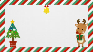 クリスマス枠素材・メッセージカードストライプトナカイとツリーデザイン